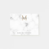 Post-it® Monogramme de script féminin or simple marbre (Devant)