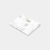 Post-it® Monogramme de script féminin or simple marbre (Incliné)
