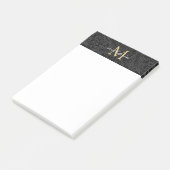 Post-it® Monogramme de script floral noir élégant or (Incliné)
