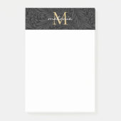 Post-it® Monogramme de script floral noir élégant or (Devant)