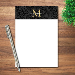 Post-it® Monogramme de script floral noir élégant or