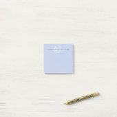 Post-it® Monogramme de script moderne bleu blanc (Sur un bureau)