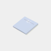 Post-it® Monogramme de script moderne bleu blanc (Incliné)