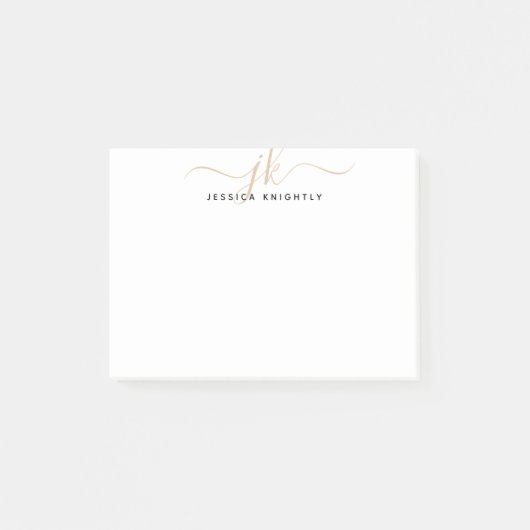 Post-it® Monogramme de script moderne Initiales Gold Minima (Devant)