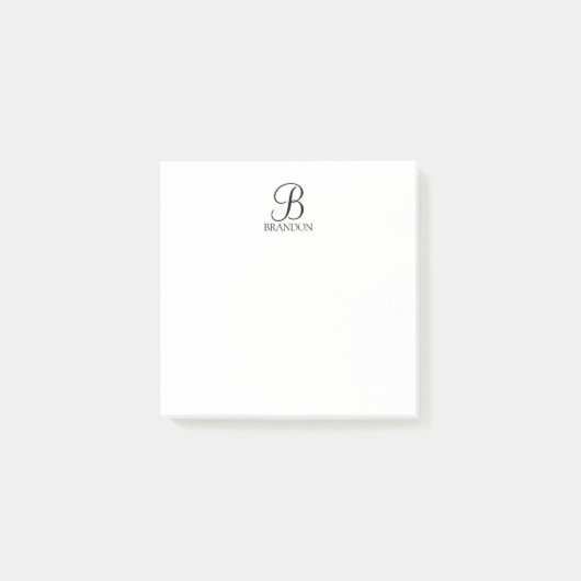 Post-it® Monogramme de script personnalisé et Bloc-notes de (Devant)