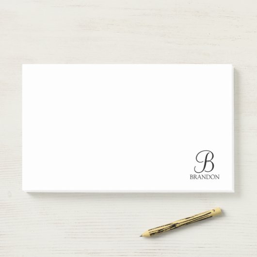 Post-it® Monogramme de script personnalisé et Bloc-notes de (Sur un bureau)