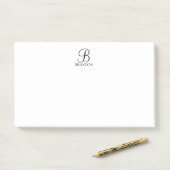 Post-it® Monogramme de script personnalisé et Bloc-notes de (Sur un bureau)