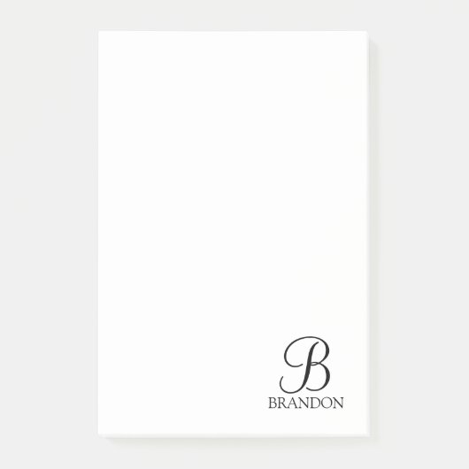 Post-it® Monogramme de script personnalisé et Bloc-notes de (Devant)