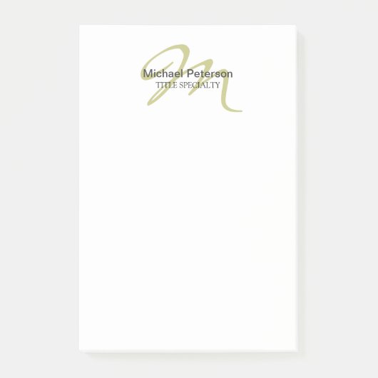 Post-it® Monogramme de script sophistiqué initial moderne (Devant)