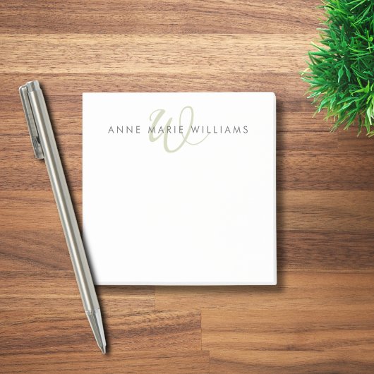 Post-it® Monogramme de script Vert Sauge Moderne