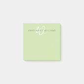 Post-it® Monogramme de style moderne vert clair blanc (Devant)