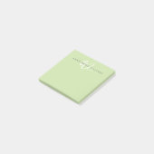 Post-it® Monogramme de style moderne vert clair blanc (Incliné)