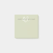 Post-it® Monogramme de style moderne vert sauge blanc (Devant)