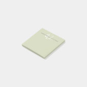 Post-it® Monogramme de style moderne vert sauge blanc (Incliné)