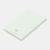 Post-it® Monogramme de style moderne vert sauge or (Incliné)