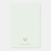 Post-it® Monogramme de style moderne vert sauge or (Devant)