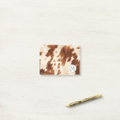 Post-it® Monogramme de vache Brown à la crème (Sur un bureau)