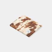 Post-it® Monogramme de vache Brown à la crème (Incliné)