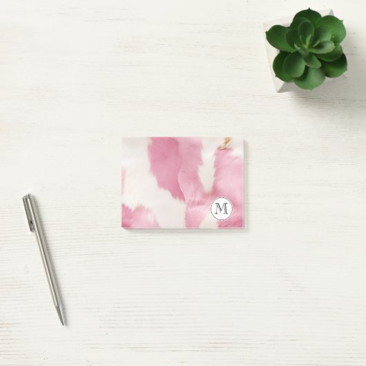 Post-it® Monogramme de vache rose crème (Bureau)