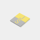 Post-it® Monogramme d'initiales modernes jaune et gris (Incliné)