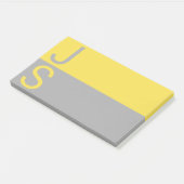Post-it® Monogramme d'initiales modernes jaune et gris (Incliné)