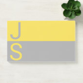 Post-it® Monogramme d'initiales modernes jaune et gris (Bureau)