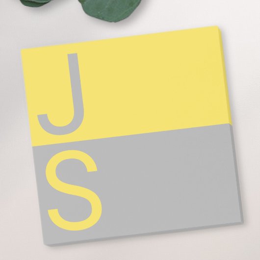 Post-it® Monogramme d'initiales modernes jaune et gris