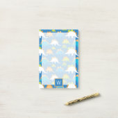 Post-it® Monogramme | Dinosaures verts orange bleu (Sur un bureau)