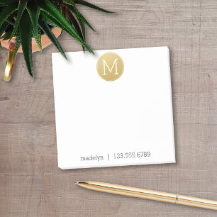 Post-it® Monogramme d'or avec le nom et le nombre de