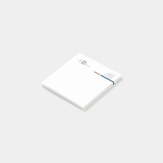 Post-it® Monogramme d'or bleu simple (Incliné)