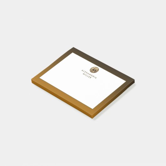 Post-it® Monogramme d'or brossé de luxe minimal (Incliné)