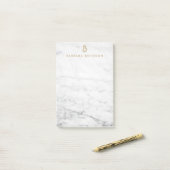 Post-it® Monogramme d'or minimaliste Marbre blanc (Sur un bureau)