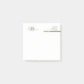 Post-it® Monogramme d'or vert olive simple et moderne (Devant)