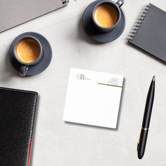 Post-it® Monogramme d'or vert olive simple et moderne