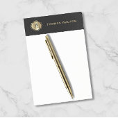 Post-it® Monogramme doré Élégant aspect cuir noir