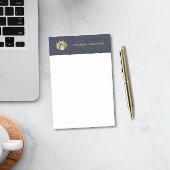 Post-it® Monogramme doré Élégant cuir bleu marine
