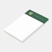 Post-it® Monogramme Doré Émeraude Vert Cuir Élégant (Incliné)