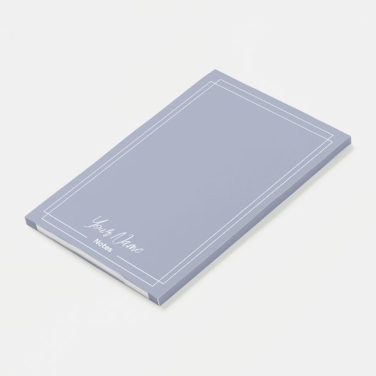 Post-it® Monogramme Dusty bleu avec bordures blanches (Incliné)