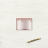 Post-it® Monogramme Dusty Rose Parties scintillant de goutt (Sur un bureau)