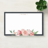 Post-it® monogramme élégant à fleurs de minuit (Bureau)