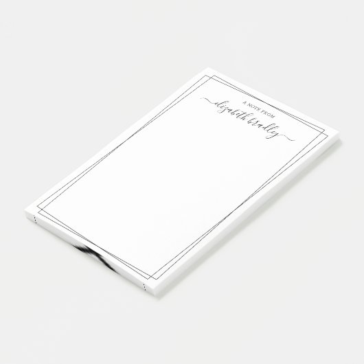 Post-it® Monogramme élégant girly signature noir blanc (Incliné)