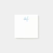 Post-it® Monogramme élégant moderne blanc ciel bleu script (Devant)