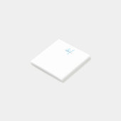 Post-it® Monogramme élégant moderne blanc ciel bleu script (Incliné)