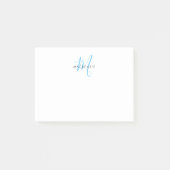 Post-it® Monogramme élégant moderne blanc ciel bleu script (Devant)