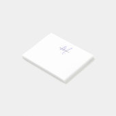 Post-it® Monogramme élégant moderne blanc lavande écriture (Incliné)