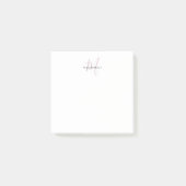 Post-it® Monogramme élégant moderne blanc rose blush écritu (Devant)