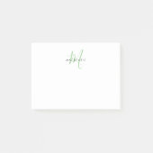 Post-it® Monogramme élégant moderne blanc vert écriture (Devant)