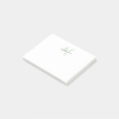 Post-it® Monogramme élégant moderne blanc vert écriture (Incliné)