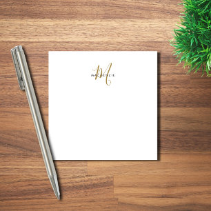 Post-it® Monogramme élégant moderne en or blanc écriture