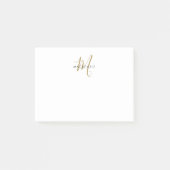 Post-it® Monogramme élégant moderne en or blanc écriture (Devant)
